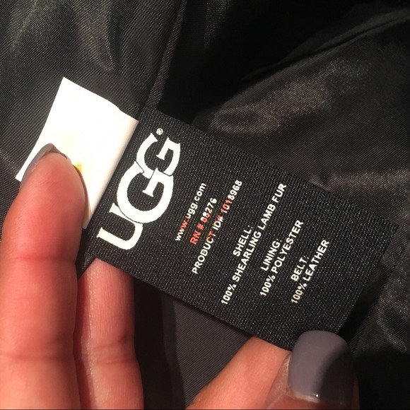 UGG Women's Abbey Black Mongolian Shearling Vest with Leather Tie - Picture 8 of 9